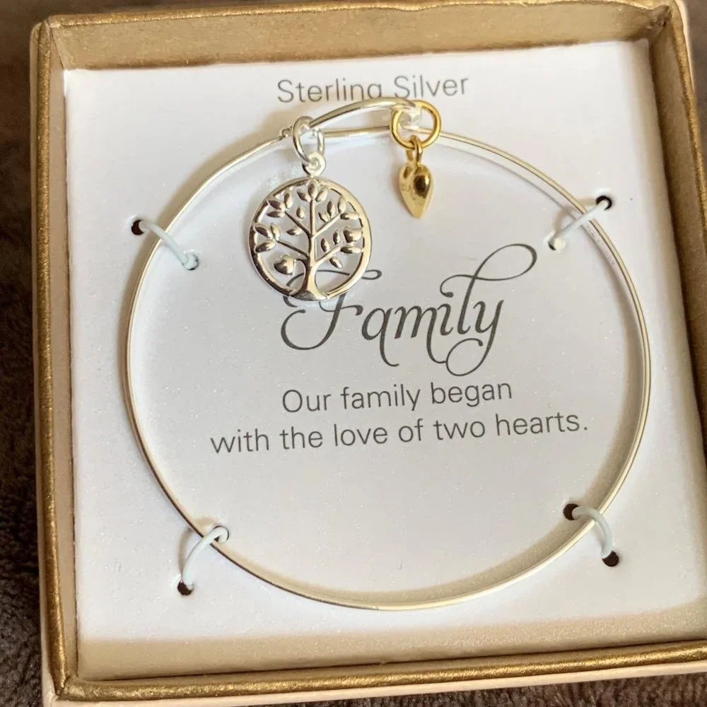Inspirational Quotes Family Silver Bangle